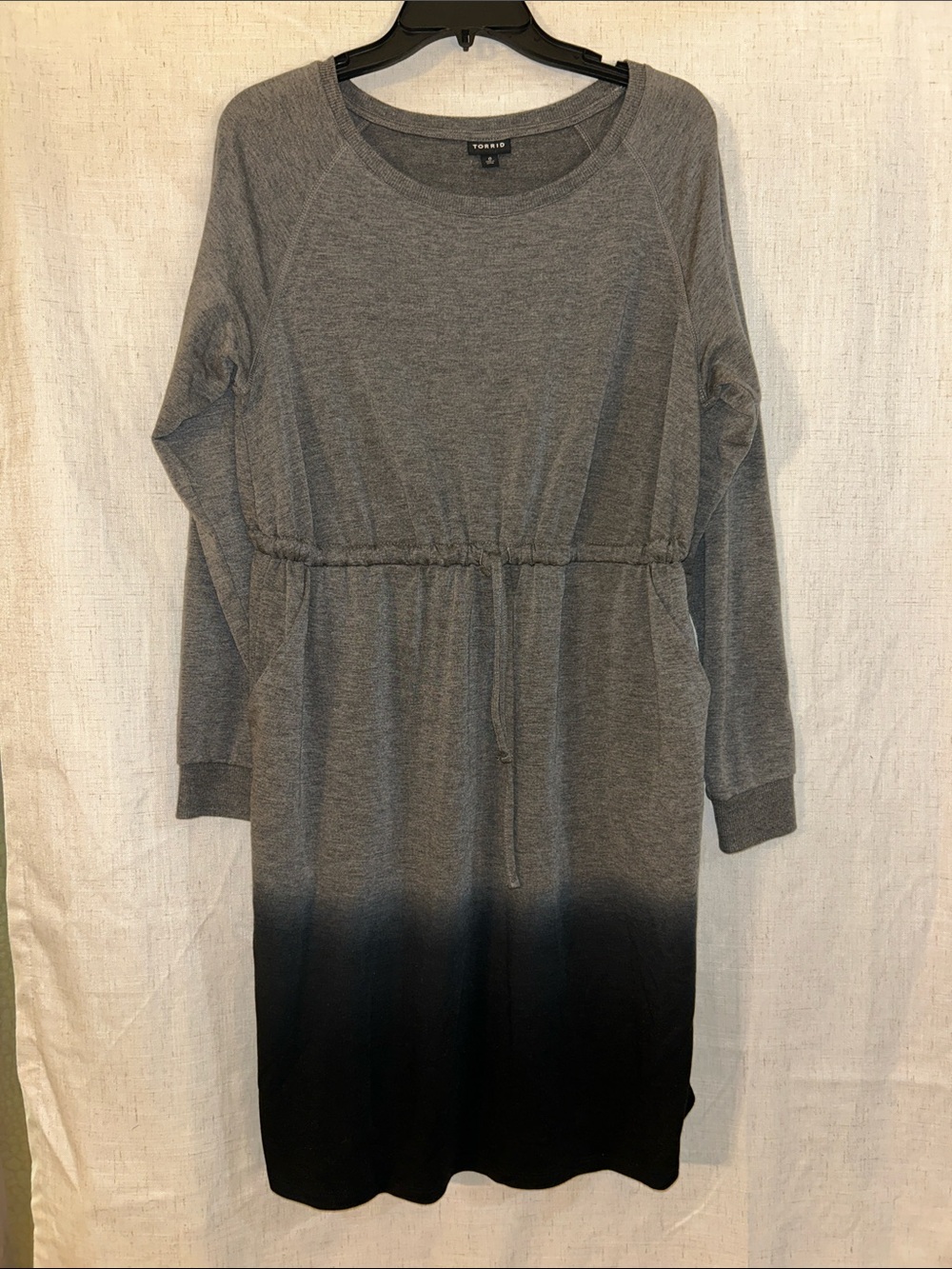 torrid Gray to Black Ombre Drawstring Sweatshirt Dress